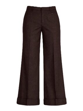 GAP Wool Wide-Leg High-Waist Pants in Dark Chocolate Brown